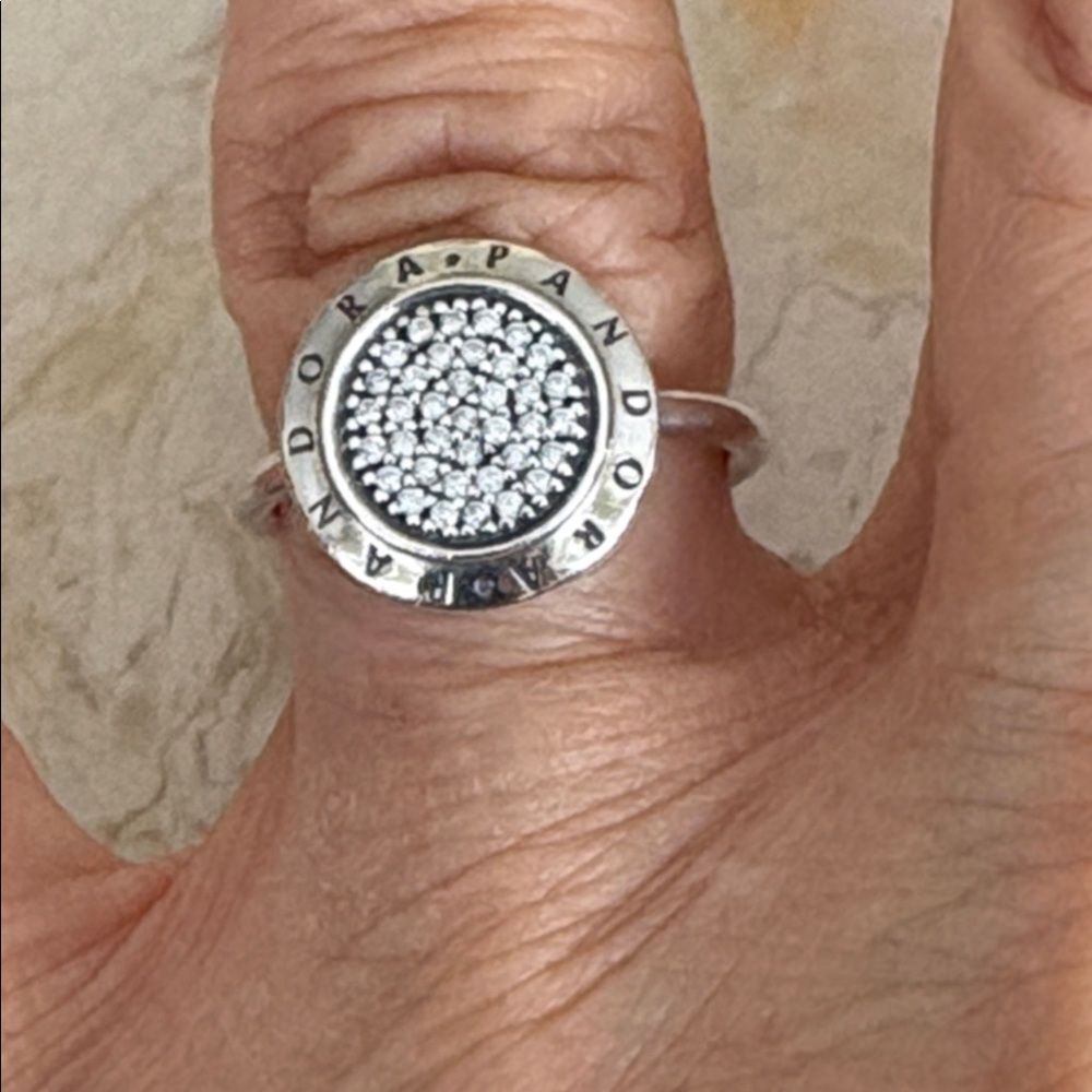 Pandora ALE 925 Sterling Silver Signature Logo Pavé Cubic Zirconia Ring